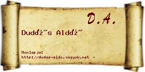 Dudás Aldó névjegykártya